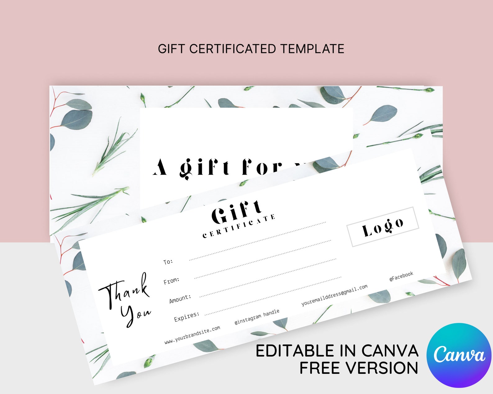 Gift Certificate Template, DIY Printable Gift Voucher Certificate ...