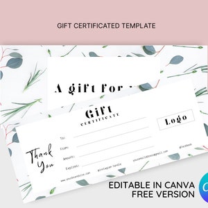 Gift Certificate Template, DIY Printable Gift Voucher Certificate, Editable Gift Card, Gifts Certificate, Printable Template, Digital gifts