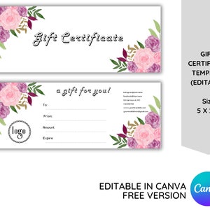 Bewerkbare cadeaubonsjabloon, logo cadeaubonsjabloon toevoegen, doe-het-zelfcadeaubon, digitale cadeaubon, afdrukbare cadeaubonnen, klein bedrijf