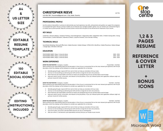 Minimalist ATS Resume Template for Word, CV Template Clean