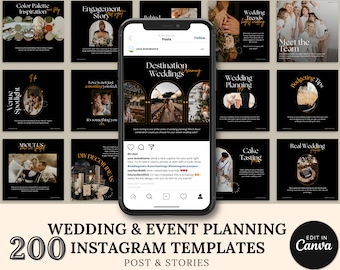 Social Media Instagram Wedding Event Management Planning Business, Facebook Marketing Template, Customizable Canva Instagram Posts & Stories