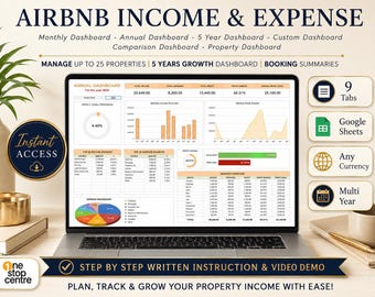 Airbnb Income and Expense Tracker Google Sheets | Short Term Rental Spreadsheet | Airbnb Host Template | Vacation Rental Log
