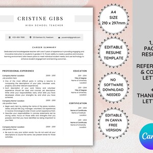 Minimalist Resume Template: Clean CV Design, Cover Letter (Canva Editable)