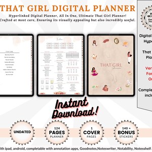 That Girl Digital Planner: Undated, Hyperlinked (GoodNotes, Notability) (Digital Download)