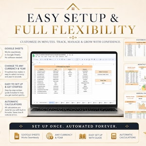 Landlord property spreadsheet Google Sheets template with easy setup, custom inputs, any currency and year options