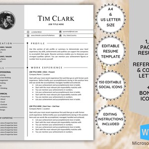 Creative Resume Template For Word, CV Templates, Resume Templates With Photo, Elegant Resumes, Modern CV Design, Lebenslauf Vorlage für Word