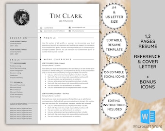 Creative Resume Template for Word: Elegant CV Design (Digital Download)