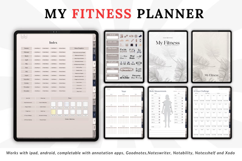 Fitness Goodnotes Digital Planner, iPad, Notability