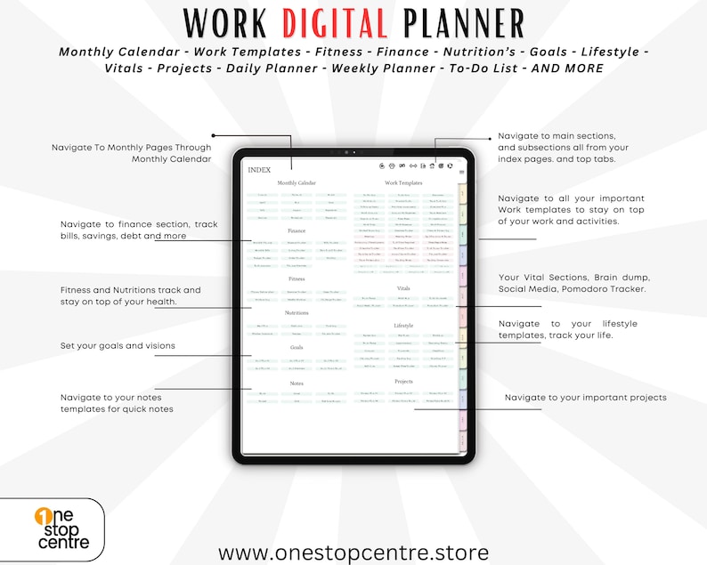 Work Digital Planner Goodnotes Template, iPad Work