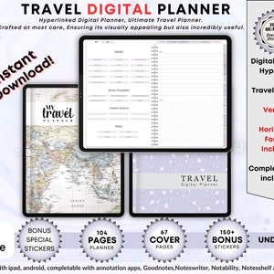 Goodnotes Digital Travel Planner, Travel itinerary Journal Templates, Vacation Planners, Holiday Travel Planning & Organizer, iPad Planners