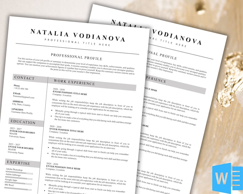 Resume CV Template 1-3 Pages with cover letter and reference