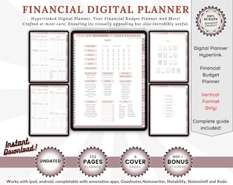 Planificador financiero digital con hipervínculos GoodNotes Vertical / 152 páginas iPad Notability Planificador de presupuesto sin fecha Rastreador de finanzas Rastreadores de ahorros