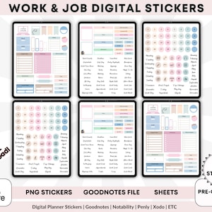 Work And Job Planning Digital Stickers Planner Goodnotes For Daily Task & Productivity, Digital Planner Sticker, iPad Stickers, PNG Stickers