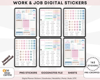 Work & Job Digital Planner Stickers, Goodnotes, PNG (Digital Download)