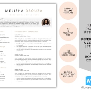 Resume With Photo, Minimalist Resume Template Word, CV Template, Professional Resume, Modern CV Template, Job Application Resumes, Interview