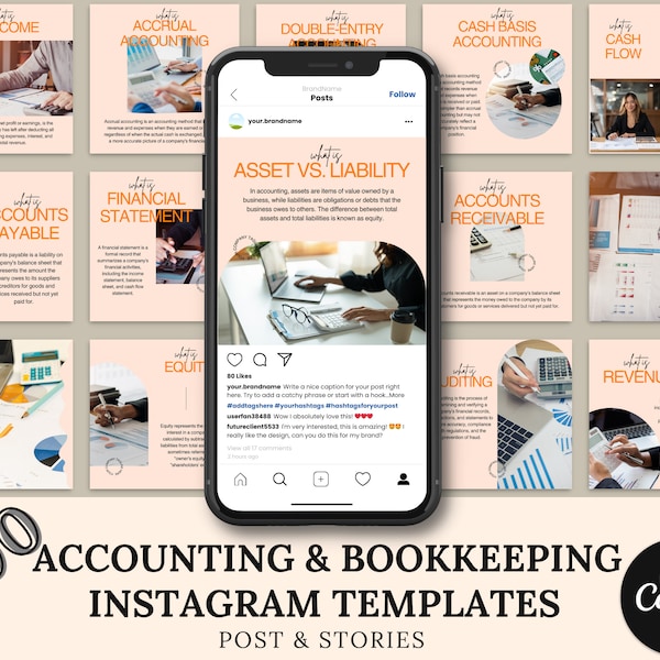 Social Media Accounting and Bookkeeping Business Marketing Instagram Templates, Editable Social Media Financial Coaching Templates, Finances