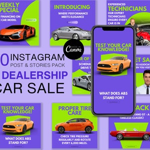 Editable Instagram Car Sales And Dealership Business Templates, Social Media Marketing Template, Personalized Cars Instagram Posts & Stories