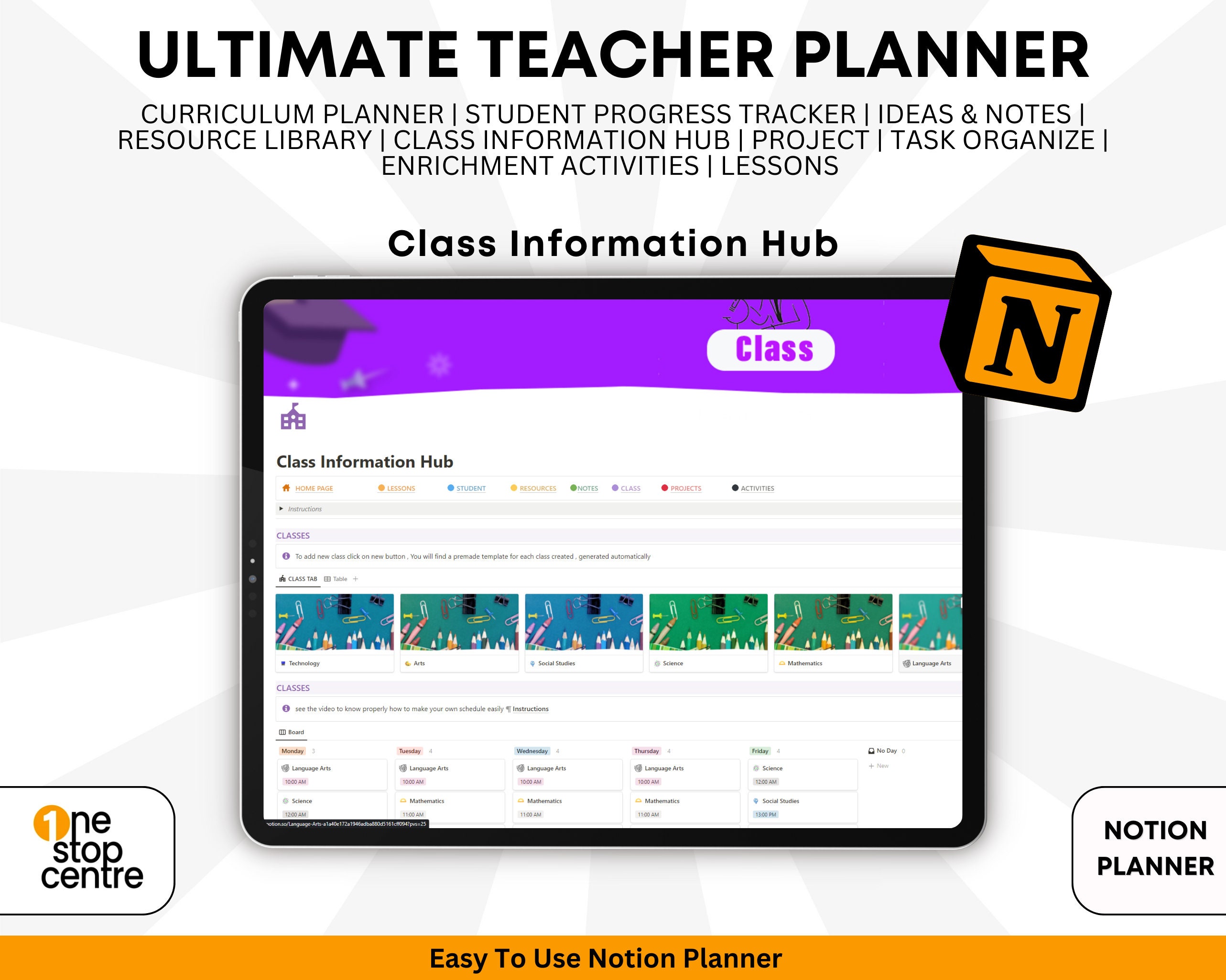 Teacher Notion Digital Planner Template, Ultimate Teachers Academic