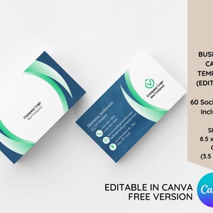 Professional Business Card Template, Editable Canva Template, Elegant Marketing Card, DIY Business Card, Printable Calling Card,Digital Card