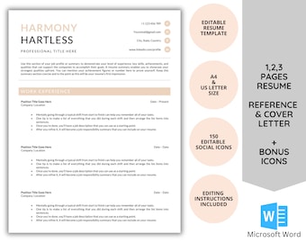 Minimalist Resume Template: Clean CV Design, Cover Letter (Word)