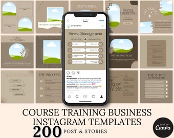 Course Training Instagram Templates: Brown Theme Social Media Posts (Canva)