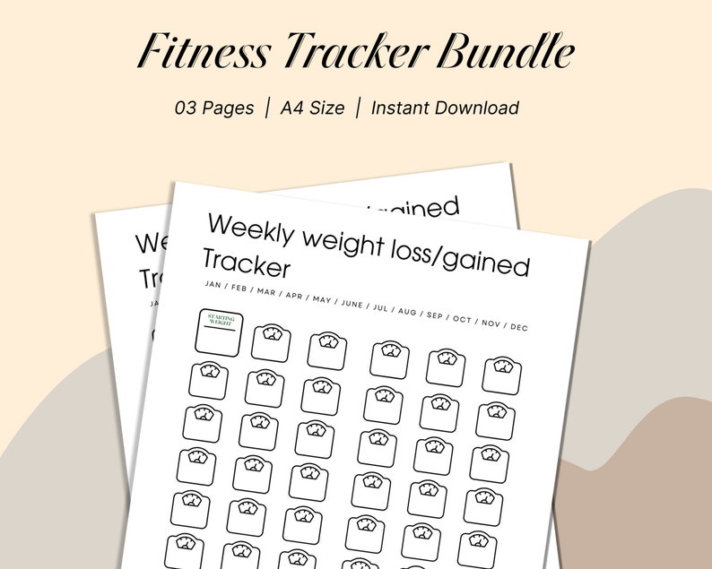 Printable Fitness Tracker Template, Editable Planners Bundle, Weight ...