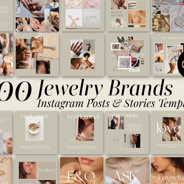 Instagram Jewelry Business Branding, Social Media Marketing Templates, Instagram Posts & Stories, Facebook Templates , Jewellery Collections