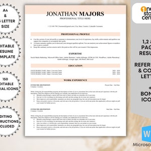 Modern ATS Resume Template: Cover Letter & Reference (Word)