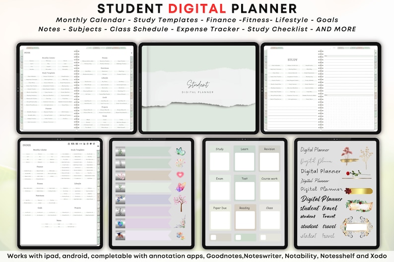 Student Digital Planner, Academic Planner for Students