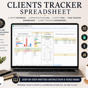 Hoja de cálculo de seguimiento de clientes en Google Sheets / Plantilla CRM para pequeñas empresas / Panel de control de gestión de clientes / Registro de clientes para autónomos