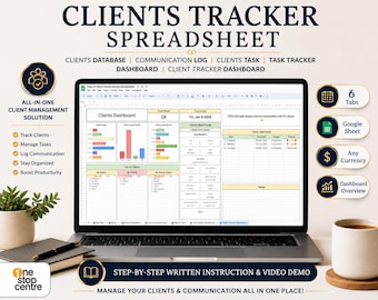 Client Tracker Spreadsheet Google Sheets | Small Business CRM Template | Client Management Dashboard | Freelancer Client Log