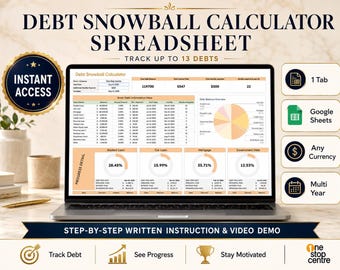 Debt Snowball Spreadsheet Google Sheets Template | Debts Payoff Trackers | Debt Snowball Calculator | Debt Free Planner | Loan Tracker