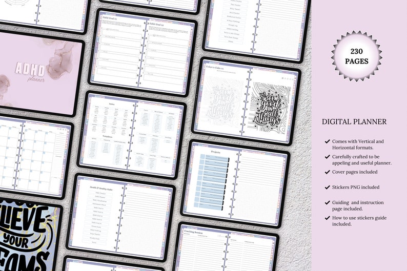 ADHD Digital Planner, Planner Digital Goodnotes, Digital Planner Ipad