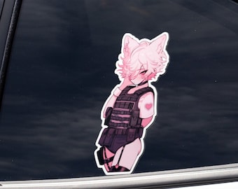 Tactical Fox Femboy - Cute Aesthetic Femboy Sticker