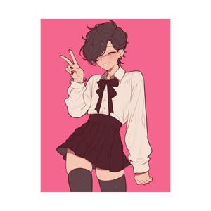 Button-up Femboy - Matte Vertical Art Print