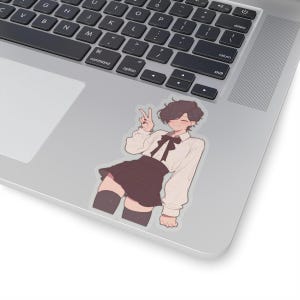 Button-up Femboy - Transparent Cute Aesthetic Femboy Sticker