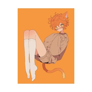 Orange Cat Femboy - Cat Boy - Matte Vertical Art Print