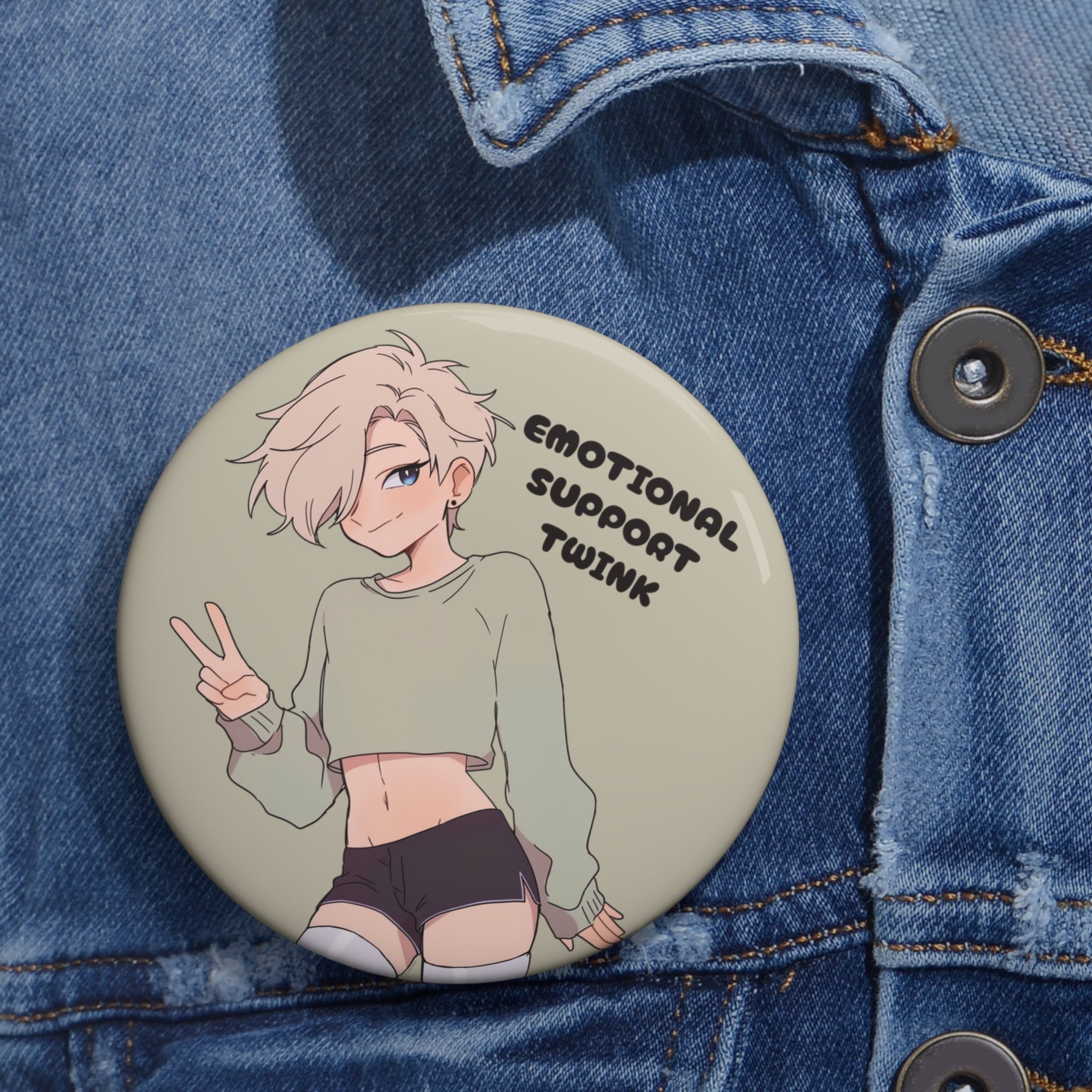 Emotional Support Twink - Cute Aesthetic Femboy Pin - Etsy