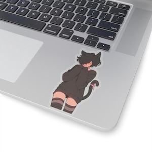Black Cat Femboy - Transparent Cute Aesthetic Femboy Sticker
