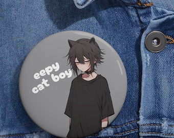 Sleepy Cat Boy - Cute Aesthetic Cat Boy Pin