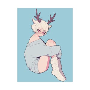 Deer Femboy - Matte Vertical Art Print