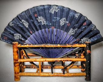 Original Hakuchikudo Fan (Sensu) and Scorched Bamboo Fan Stand