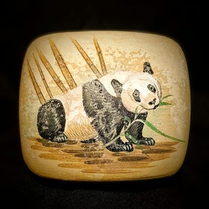 Vintage lackierte hölzerne Panda Trinketbox mit Deckel - Handgemacht in Indien