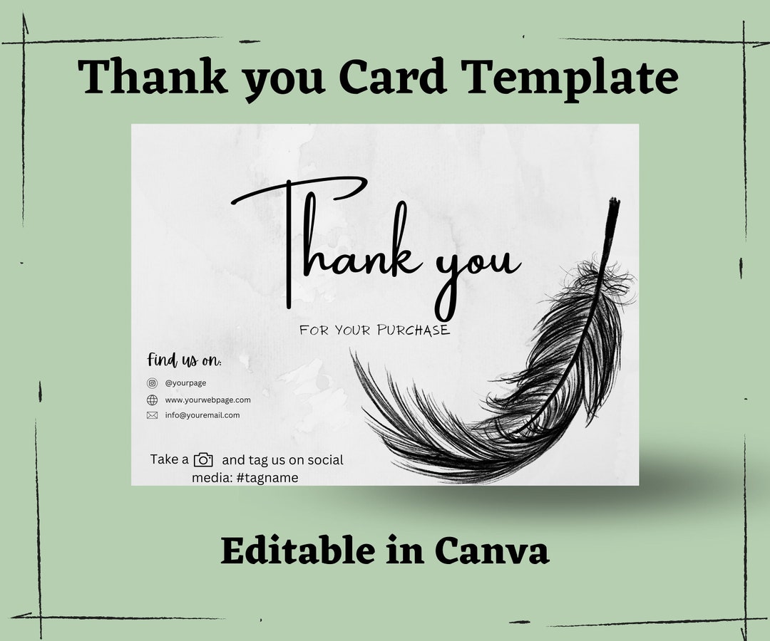 Thank You Card, Editable Thank You Card Template, Printable Thank You ...
