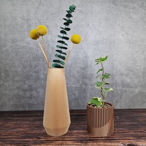 2er Set Pflanzenkübel und Vase • Minimalistisch • Modern • Design • Holz • Deko • Geschenkidee • für sie • für ihn • Wohnzimmer • 3D Druck