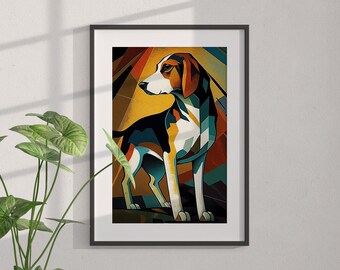 Geometric Beagle 2, Abstract Art, Dogs Breeds, Boho Pastels, Brush Strokes, Geometric Shape, Dog Lovers, Home Decor, Printable Wall Art