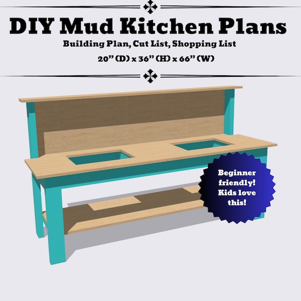 DIY Mud Kitchen Plan: Create an Outdoor Culinary Wonderland (36"x20"x66")