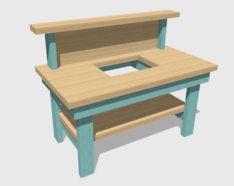 DIY Mud Kitchen Plan - Outdoor Culinary Creation (34.25” x 43.375” x 23.5”)