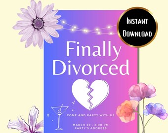 Divorce Party Invitation Card: Unique Breakup Design (Digital Download), Finally Divorced