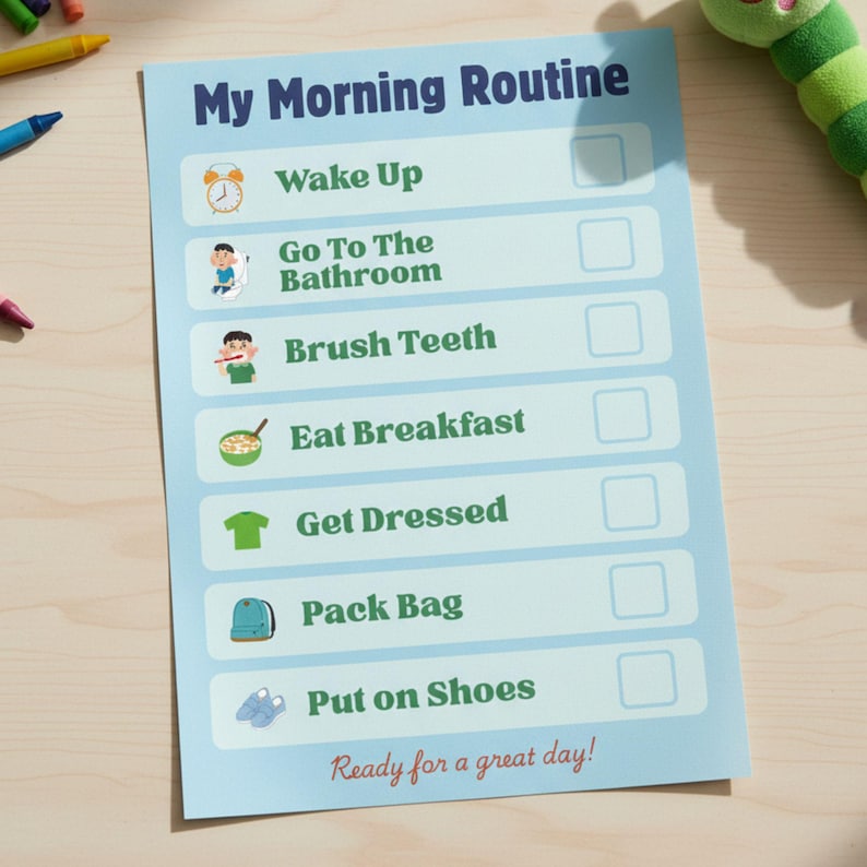 Printable Kids Routine Chart – Morning & Bedtime | Visual Schedule for ...